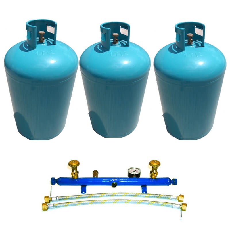 Pachet 3 butelii de cu centralina pentru alimentarea centralelor termice, capacitate totala 186 kg - QuickShop.ro