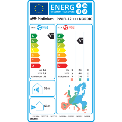 Poza Aer conditionat Platinium Nordic, PWIFI-12 +++NORDIC, Inverter, Wi-Fi, 12000 BTU, Generator ionic, Clasa A+++, Control activ de energie. Poza 30077