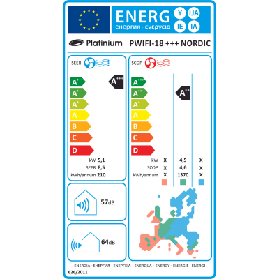 Poza Aer conditionat Platinium Nordic, PWIFI-18 +++NORDIC, Inverter, Wi-Fi, 18000 BTU, Generator ionic, Clasa A+++, Control activ de energie. Poza 30088