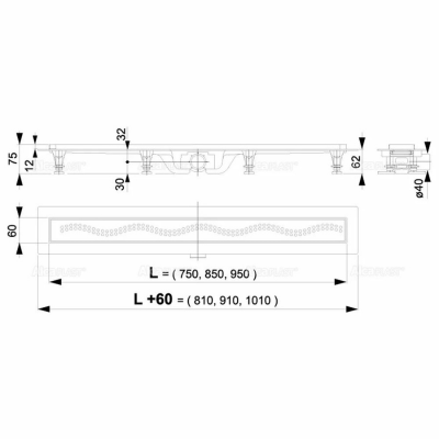 Poza Rigola dus cu margine pentru gratar perforat, Alcadrain APZ9-550M, Simple, 55 cm. Poza 30857