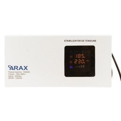 Poza Stabilizator tensiune cu releu slim, Arax SPHR, Ecran LED, Montare Pe Perete 1000VA 600W. Poza 31007