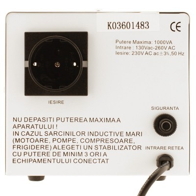 Poza Stabilizator de tensiune cu servomotor Arax PHK-1000VA, precizie 3%. Poza 31028