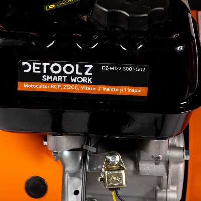 Poza Motocultor Detoolz DZ-M122-S001-G02, 8CP, 212CC, benzina 4T, 1 viteza, 3 viteze, pornire manuala, cu roti. Poza 36584