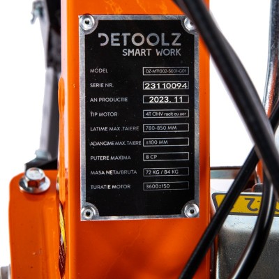 Poza Motocultor Detoolz DZ-MT1002-S001-G01, 8CP, 212CC, benzina 4T, 3 viteze, pornire manuala, fara roti. Poza 36685