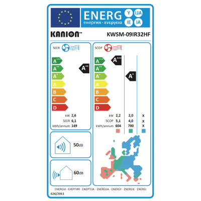 Poza Aer conditionat Kanion Premium 9000 BTU, Inverter, Clasa A++/A+, control WIFI, iFeel, Smart Airflow, Golden Fin. Poza 38233