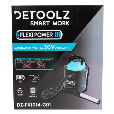 Poza Aspirator de cenusa cu acumulator Detoolz DZ-FX1014-G01, 150W, cu rezervor de 12L si filtru HEPA. Poza 39272