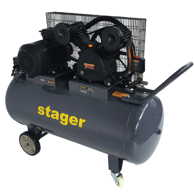 Poza Compresor aer Stager HMV0.6/200, 200L, 8bar, 600L/min, trifazat, angrenare curea. Poza 41847