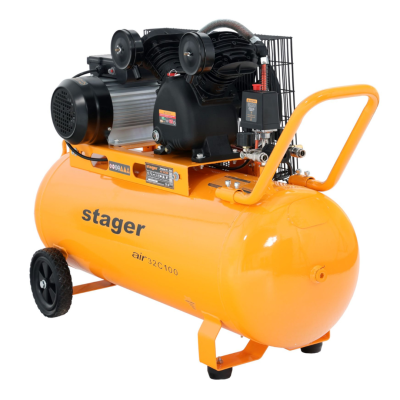 Poza Compresor aer Stager Air 32C100, 100L, 10bar, 324L/min, monofazat, angrenare curea. Poza 41861