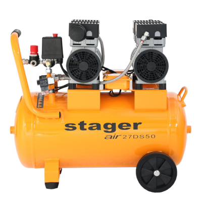 Poza Compresor aer Stager Air 27DS50, 50L, 8bar, 270L/min, monofazat, angrenare directa, silentios. Poza 41878