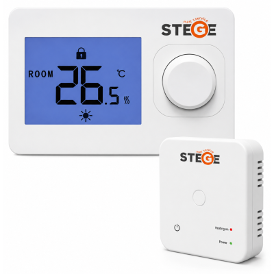 Poza Termostat ambient Stege WT100 RF, fara fir, neprogramabil. Poza 42911