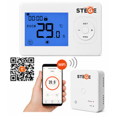 Poza Termostat ambient Stege WR200 WIFI, fara fir, programabil. Poza 42918
