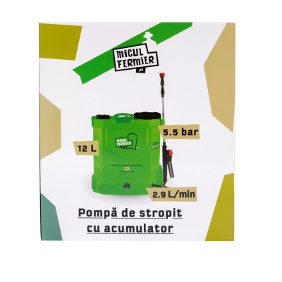 Poza Pompa de stropit cu acumulator Micul Fermier MF-PA1004-S001-G01, volum 12 litri. Poza 44291