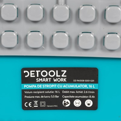 Poza Pompa de stropit cu acumulator Detoolz DZ-PA1008-S001-G01, volum 16 litri. Poza 44329