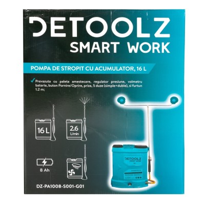 Poza Pompa de stropit cu acumulator Detoolz DZ-PA1008-S001-G01, volum 16 litri. Poza 44330