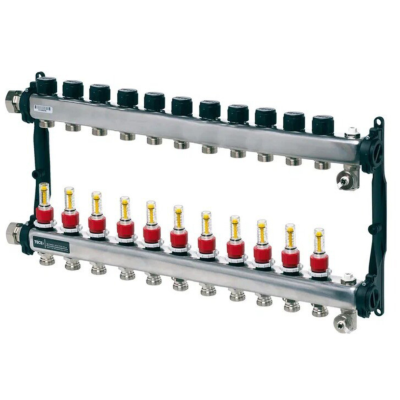 Poza Distribuitor incalzire pardoseala, cu debitmetre, TECEfloor 77310011, otel, filet interior, 11 cai, 1