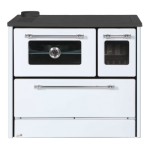 Soba de gatit si incalzit Simge OMEGA Alb, cu plita si cuptor 9 kW, evacuare stanga