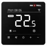 Termostat dual inteligent programabil pentru incalzire in pardoseala si ventiloconvectoare Innotroll HT/FC02 WIFI, negru mat, montaj in doza
