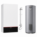 Centrala termica Viessmann Vitodens 100-W 25 kW, numai incalzire, kit de evacuare inclus si boiler cu doua serpentine Ferroli ECOUNIT F 2C 200 litri