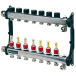 Distribuitor incalzire pardoseala, cu debitmetre, TECEfloor 77310007, otel, filet interior, 7 cai, 1