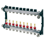 Distribuitor incalzire pardoseala, cu debitmetre, TECEfloor 77310009, otel, filet interior, 9 cai, 1