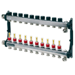 Distribuitor incalzire pardoseala, cu debitmetre, TECEfloor 77310010, otel, filet interior, 10 cai, 1