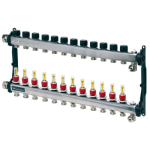Distribuitor incalzire pardoseala, cu debitmetre, TECEfloor 77310012, otel, filet interior, 12 cai, 1